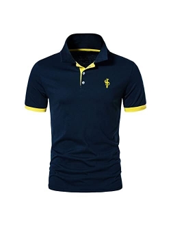 CEHT Mens Polo Shirts Short Sleeve Cotton Golf Polo Shirts for Men Regular Fit Casual Tops