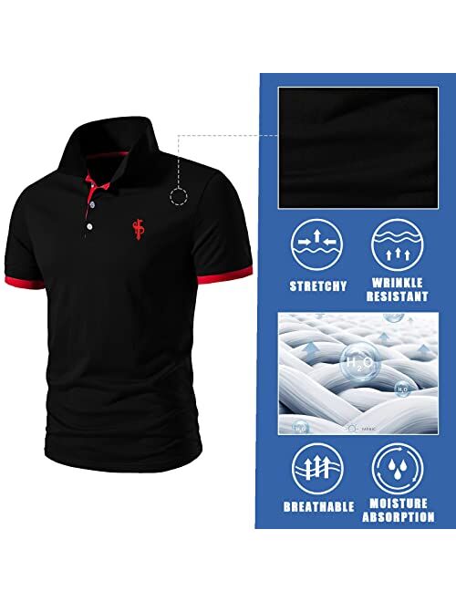 CEHT Mens Polo Shirts Short Sleeve Cotton Golf Polo Shirts for Men Regular Fit Casual Tops