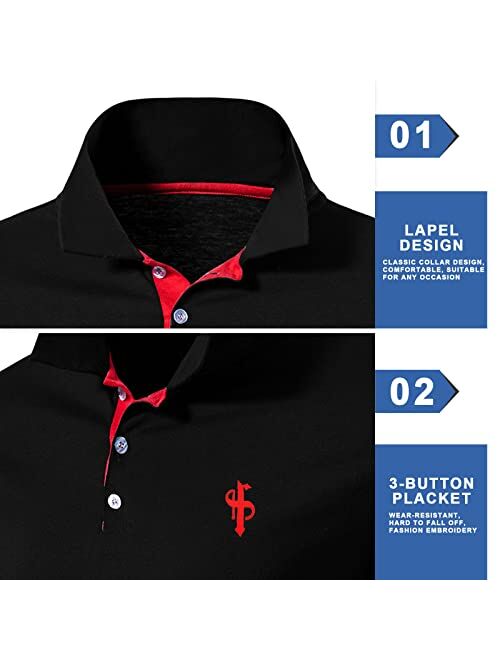 CEHT Mens Polo Shirts Short Sleeve Cotton Golf Polo Shirts for Men Regular Fit Casual Tops