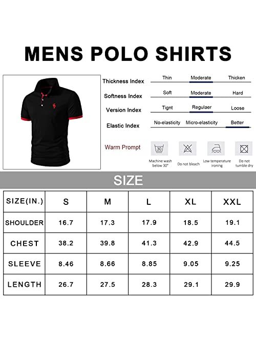 CEHT Mens Polo Shirts Short Sleeve Cotton Golf Polo Shirts for Men Regular Fit Casual Tops