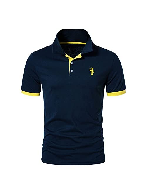 CEHT Mens Polo Shirts Short Sleeve Cotton Golf Polo Shirts for Men Regular Fit Casual Tops