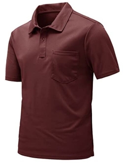 Rdruko Men's Polo Shirts Short Sleeve Dry Fit Outdoor Golf Sports Shirts with Pocket