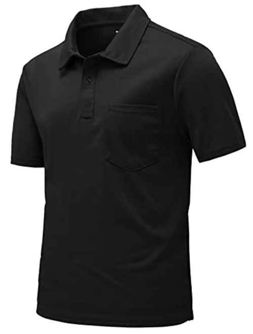 Rdruko Men's Polo Shirts Short Sleeve Dry Fit Outdoor Golf Sports Shirts with Pocket