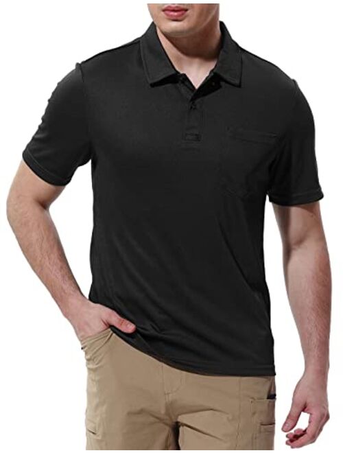 Rdruko Men's Polo Shirts Short Sleeve Dry Fit Outdoor Golf Sports Shirts with Pocket