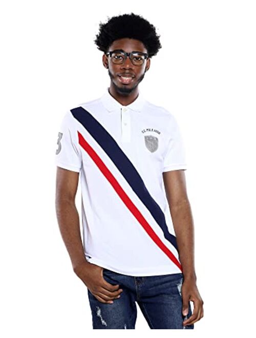 U.S. Polo Assn. Short Sleeve Slim Fit Diagonal Pieced Jersey Polo