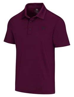 Mens Untucked Solid Golf Polo - Dry Fit w/ 4-Way Stretch Fabric. Moisture Wicking & Anti-Odor Technology. UPF50  Protection