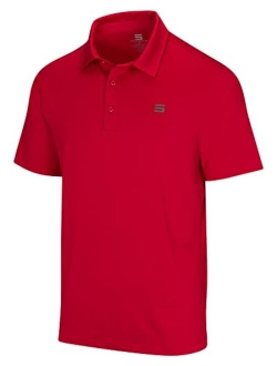 Mens Untucked Solid Golf Polo - Dry Fit w/ 4-Way Stretch Fabric. Moisture Wicking & Anti-Odor Technology. UPF50  Protection