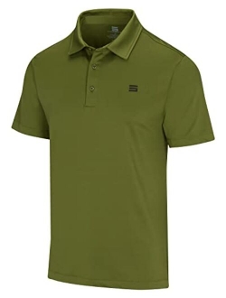 Mens Untucked Solid Golf Polo - Dry Fit w/ 4-Way Stretch Fabric. Moisture Wicking & Anti-Odor Technology. UPF50  Protection