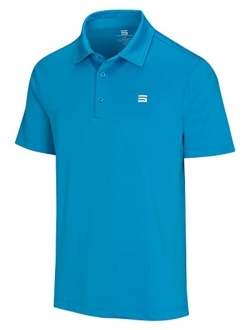 Mens Untucked Solid Golf Polo - Dry Fit w/ 4-Way Stretch Fabric. Moisture Wicking & Anti-Odor Technology. UPF50  Protection