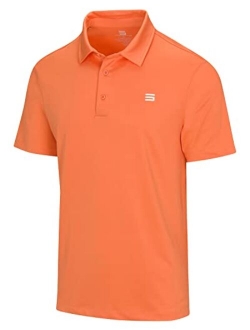 Mens Untucked Solid Golf Polo - Dry Fit w/ 4-Way Stretch Fabric. Moisture Wicking & Anti-Odor Technology. UPF50  Protection