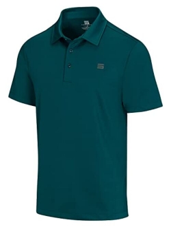 Mens Untucked Solid Golf Polo - Dry Fit w/ 4-Way Stretch Fabric. Moisture Wicking & Anti-Odor Technology. UPF50  Protection