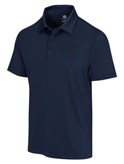 Mens Untucked Solid Golf Polo - Dry Fit w/ 4-Way Stretch Fabric. Moisture Wicking & Anti-Odor Technology. UPF50  Protection