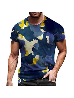 Pafei Tyugd Camo T-Shirt for Men Military Shirt Camouflage T-Shirt Big and Tall Shirts Camo Shirt, Men's Summer Short Sleeve Tops