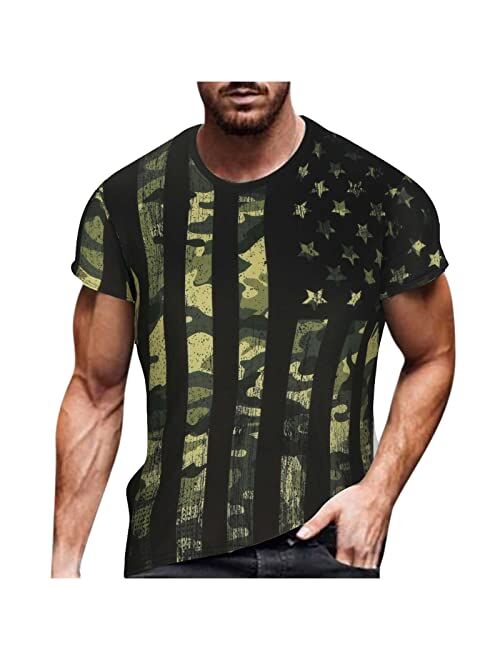 Pafei Tyugd Camo T-Shirt for Men Military Shirt Camouflage T-Shirt Big and Tall Shirts Camo Shirt, Men's Summer Short Sleeve Tops