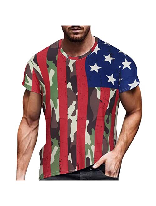 Pafei Tyugd Camo T-Shirt for Men Military Shirt Camouflage T-Shirt Big and Tall Shirts Camo Shirt, Men's Summer Short Sleeve Tops