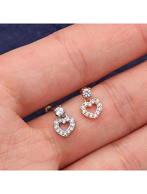 OUFER 16G 316L Stainless Steel Cartilage Earring Stud Heart Shape Dangle Helix Earrings Body Ear Piercing