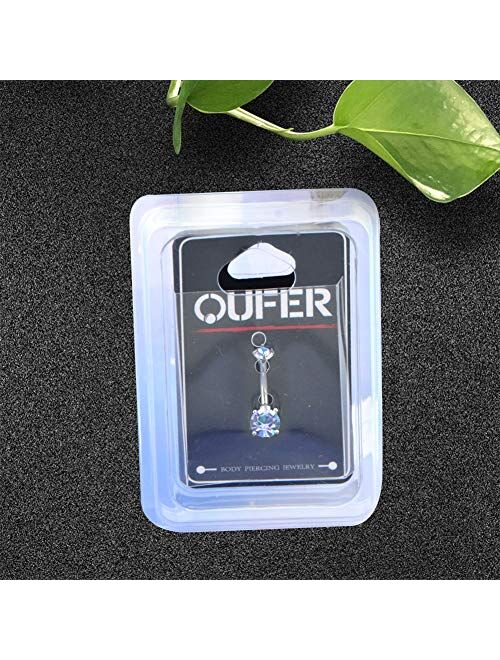 OUFER 14G Stainless Steel Belly Button Ring Sparkle Internally Threaded Navel Rings Belly Piercing Jewelry