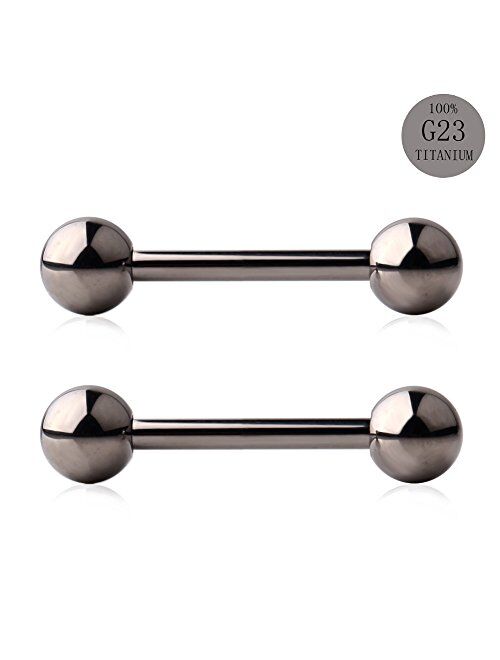 Ruifan Grade 23 Titanium Externally Threaded Nipple Shield Barbell Ring Bar Body Piercing 14G 16G 2-6PCS