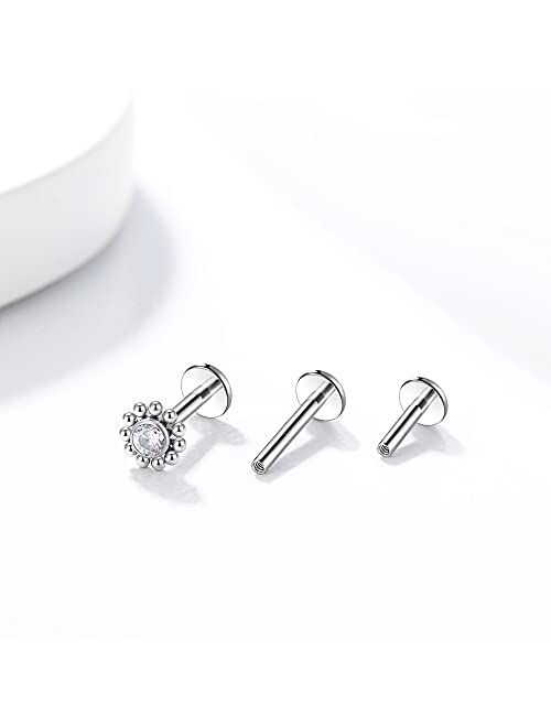 KaseStyle G23 Titanium Labret Studs 16G Lip Studs Cluster Earrings Piercing Internally Threaded Medusa Ring Cartilage Monroe Piercing Jewelry