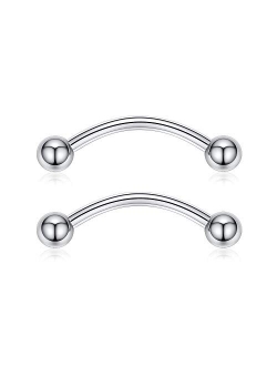 PEAKLINK G23 Titanium Nipple Barbell Nipple Rings Nipple Bars Straight Bar Body Jewelry Barbell Eyebrow Internally Threaded Tongue Piercing 12 14 16G