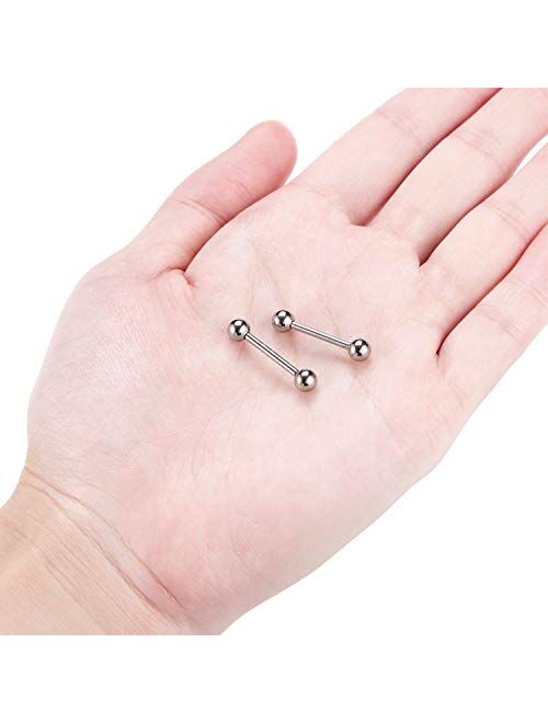 PEAKLINK G23 Titanium Nipple Barbell Nipple Rings Nipple Bars Straight Bar Body Jewelry Barbell Eyebrow Internally Threaded Tongue Piercing 12 14 16G