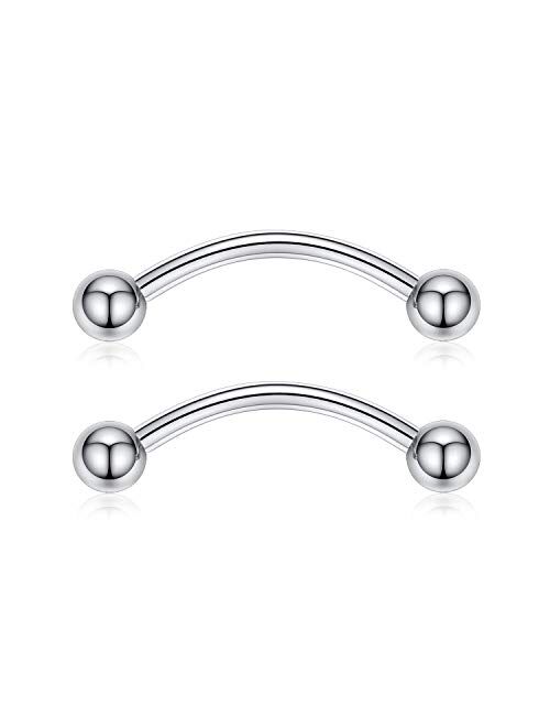 PEAKLINK G23 Titanium Nipple Barbell Nipple Rings Nipple Bars Straight Bar Body Jewelry Barbell Eyebrow Internally Threaded Tongue Piercing 12 14 16G