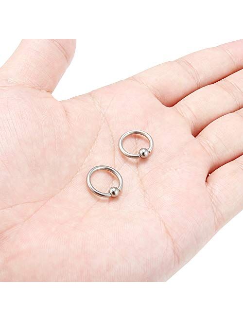 SCERRING 2-8PCS 14G G23 Titanium Captive Bead Ring Nose Rings Hoop Helix Daith Cartilage Tragus Earrings Nipple Eyebrow Body Piercing 10mm 12mm 14mm 16mm