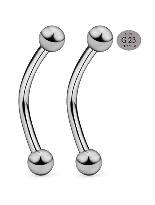 SCERRING 2-8PCS 14G G23 Titanium Curved Eyebrow Barbell Tragus Helix Ear Belly Lip Nipple Tongue Ring Body Piercing Jewelry 8-16mm