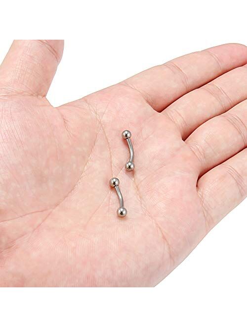 SCERRING 2-8PCS 14G G23 Titanium Curved Eyebrow Barbell Tragus Helix Ear Belly Lip Nipple Tongue Ring Body Piercing Jewelry 8-16mm