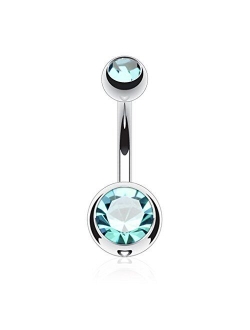 Fifth Cue 14G G23 Solid Titanium Double Gem Ball Naval Belly Button Ring