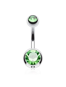 Fifth Cue 14G G23 Solid Titanium Double Gem Ball Naval Belly Button Ring