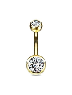 Fifth Cue 14G G23 Solid Titanium Double Gem Ball Naval Belly Button Ring