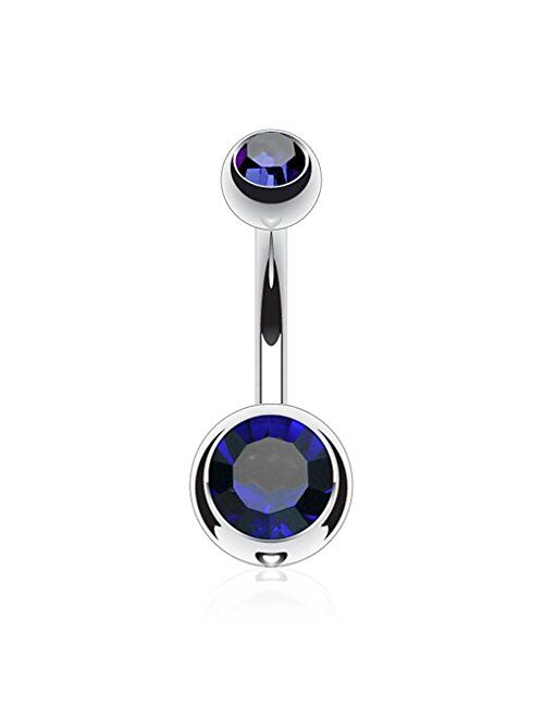 Fifth Cue 14G G23 Solid Titanium Double Gem Ball Naval Belly Button Ring