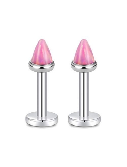 GAGABODY G23 Titanium 16G 6/8/10mm Clear CZ/Opal Internally Threaded Labret Monroe Lip Studs 6mm Helix Cartilage Tragus Earring Piercing