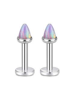 GAGABODY G23 Titanium 16G 6/8/10mm Clear CZ/Opal Internally Threaded Labret Monroe Lip Studs 6mm Helix Cartilage Tragus Earring Piercing