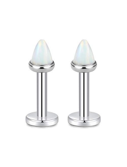 GAGABODY G23 Titanium 16G 6/8/10mm Clear CZ/Opal Internally Threaded Labret Monroe Lip Studs 6mm Helix Cartilage Tragus Earring Piercing