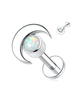 GAGABODY G23 Titanium 16G 6/8/10mm Clear CZ/Opal Internally Threaded Labret Monroe Lip Studs 6mm Helix Cartilage Tragus Earring Piercing