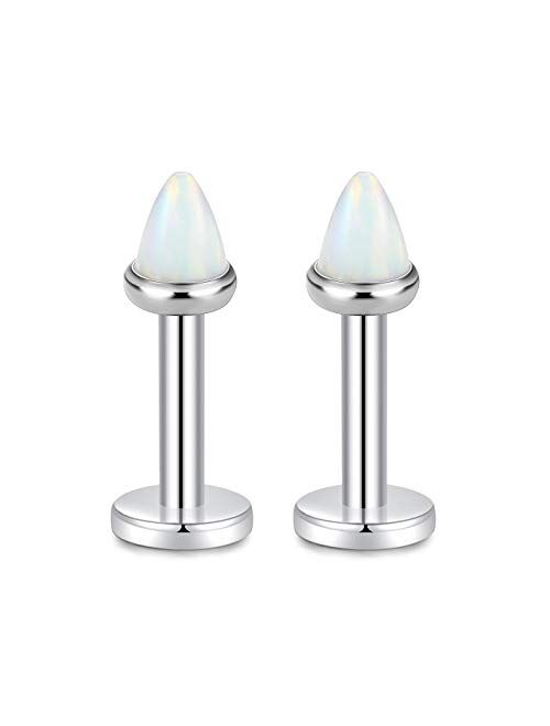 GAGABODY G23 Titanium 16G 6/8/10mm Clear CZ/Opal Internally Threaded Labret Monroe Lip Studs 6mm Helix Cartilage Tragus Earring Piercing