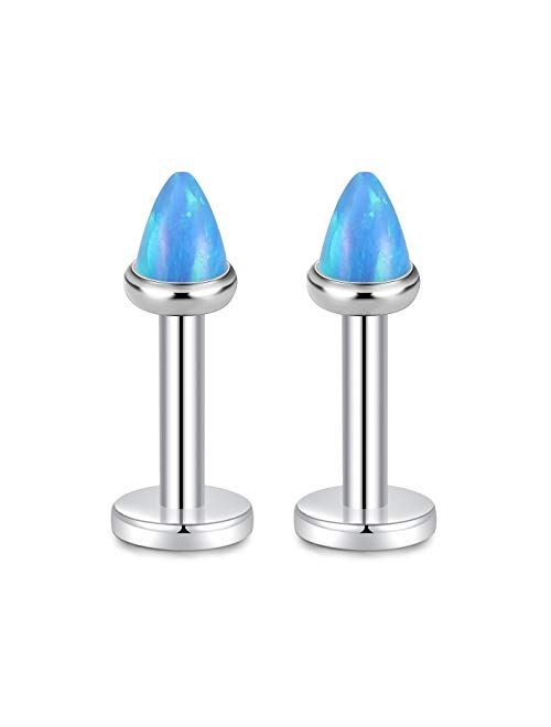 GAGABODY G23 Titanium 16G 6/8/10mm Clear CZ/Opal Internally Threaded Labret Monroe Lip Studs 6mm Helix Cartilage Tragus Earring Piercing