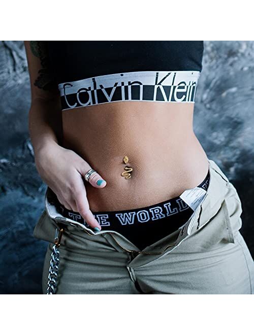 OUFER Navel Piercing Jewelry Snake Belly Button Rings Clear CZ Belly Rings Stainless Steel Belly Piercing Jewelry Navel Rings for Women