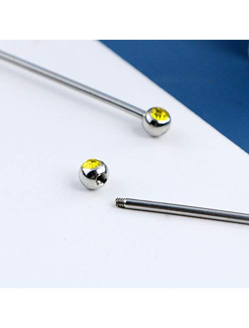 OUFER Bee Industrial Barbells 14G 316L Stainless Steel Industrial Barbells with Cute Bee Dangle Charms Piercing Jewelry