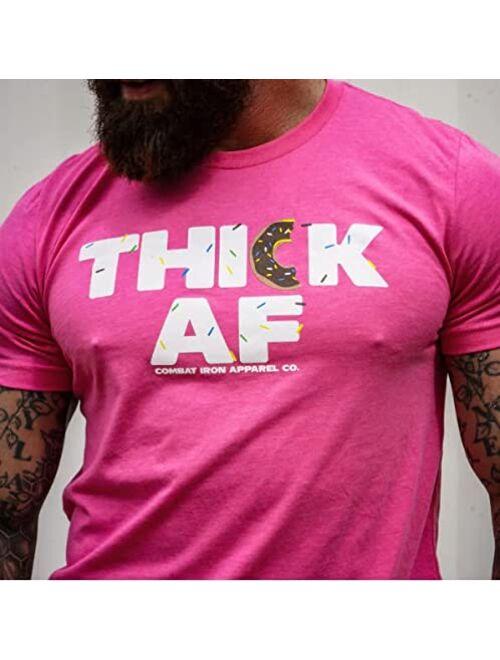 Combat Iron - ThickAF Sprinkled Donut Edition - Mens Fitness Humor Premium Preshrunk T-Shirt - Athletic Fit - Made in USA