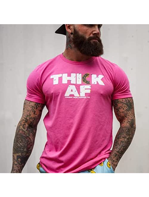 Combat Iron - ThickAF Sprinkled Donut Edition - Mens Fitness Humor Premium Preshrunk T-Shirt - Athletic Fit - Made in USA