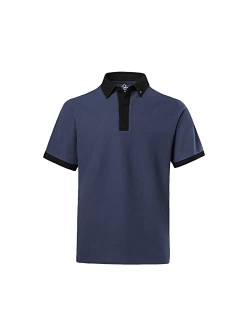 DEOLAX Mens Polo Shirts Fashion Colorblock Golf Polo Shirts Casual Classic Fit Soft Breathable Short Sleeve Polo Shirt