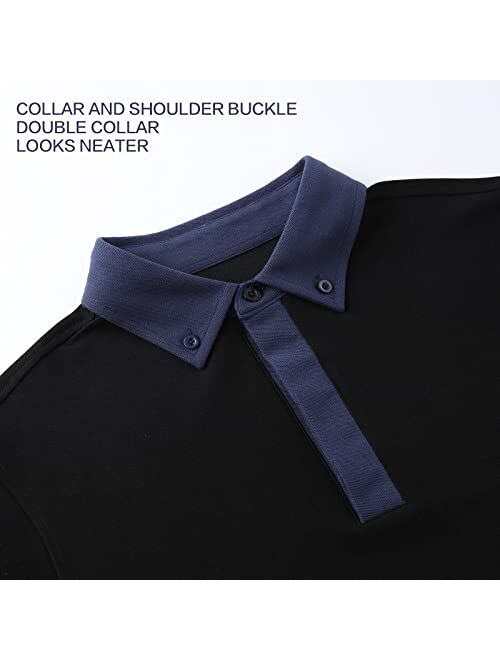 DEOLAX Mens Polo Shirts Fashion Colorblock Golf Polo Shirts Casual Classic Fit Soft Breathable Short Sleeve Polo Shirt