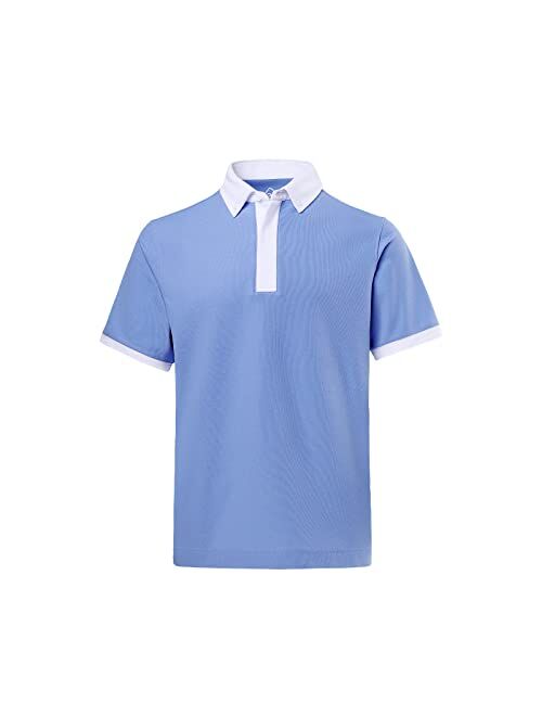 DEOLAX Mens Polo Shirts Fashion Colorblock Golf Polo Shirts Casual Classic Fit Soft Breathable Short Sleeve Polo Shirt