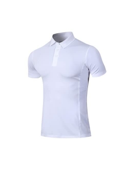 Beotyshow Men's Stretch Athletic Polo Shirt Slim Fitted Short Sleeve Muscle T-Shirts