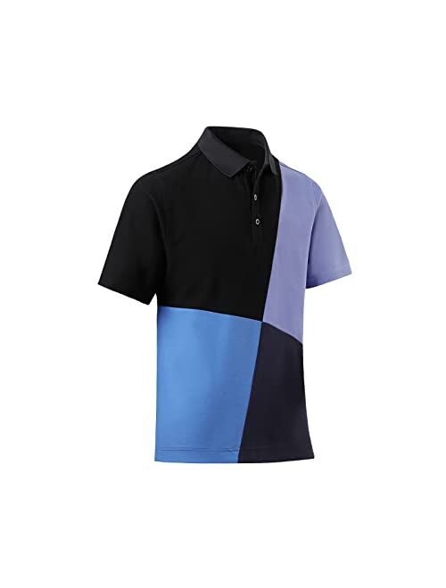 DEOLAX Mens Polo Shirts Fashion Prints Golf Polo Shirts Casual Classic Fit Soft Breathable Short Sleeve Polo Shirts