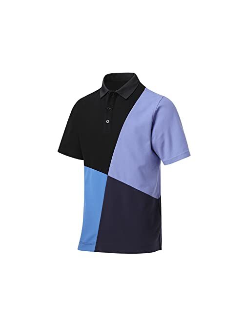 DEOLAX Mens Polo Shirts Fashion Prints Golf Polo Shirts Casual Classic Fit Soft Breathable Short Sleeve Polo Shirts