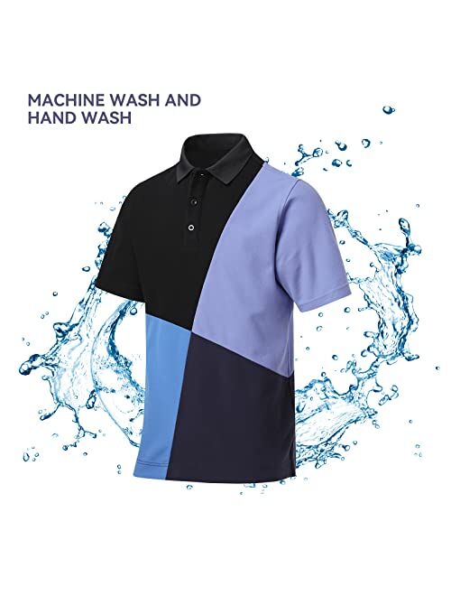 DEOLAX Mens Polo Shirts Fashion Prints Golf Polo Shirts Casual Classic Fit Soft Breathable Short Sleeve Polo Shirts